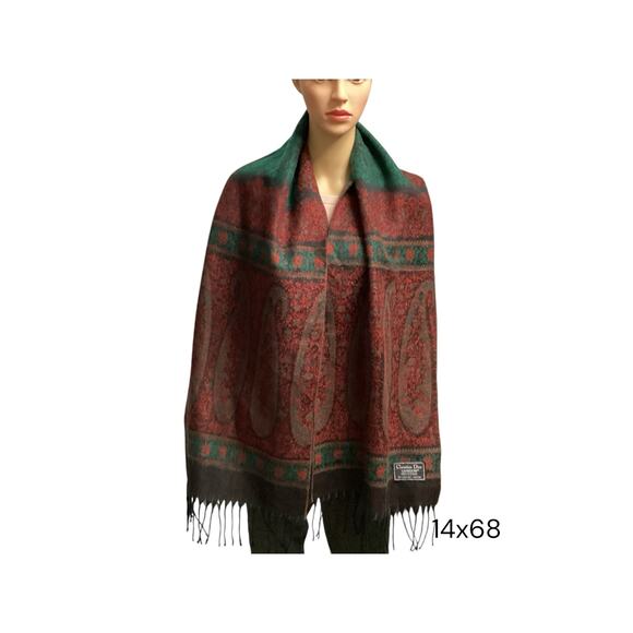 Christian Dior Accessories - Vintage Christian Dior cashluxe paisley scarf 14x68